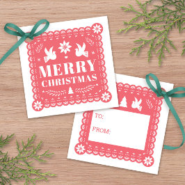 Papel Picado Mexican Christmas Gift Label
