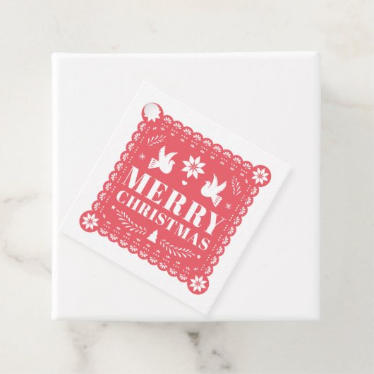 Papel Picado Mexican Christmas Gift Label (In situ)