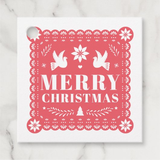 Papel Picado Mexican Christmas Gift Label (Voorkant)