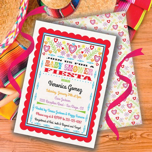 Papel Picado Mexican Fiesta Baby shower Kaart