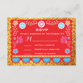 Papel Picado Mexican Fiesta RSVP goudglitter Kaartje