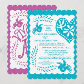 Papel Picado Mexican Fiesta Wedding Banner Theme Kaart (Voorkant / Achterkant)