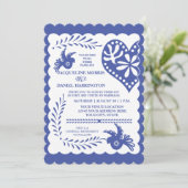 Papel Picado Mexican Fiesta Wedding Banner Theme Kaart (Staand voorkant)