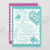 Papel Picado Mexican Fiesta Wedding Banner Theme Kaart (Voorkant / Achterkant)