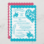 Papel Picado Mexican Fiesta Wedding Banner Theme Kaart (Voorkant / Achterkant)