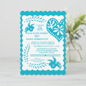 Papel Picado Mexican Fiesta Wedding Banner Theme Kaart (Staand voorkant)