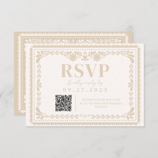 Papel Picado Mexican Neutral RSVP Response Kaart (Voorkant / Achterkant)