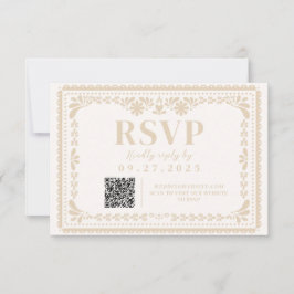 Papel Picado Mexican Neutral RSVP Response Kaart