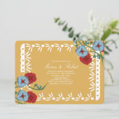 Papel Picado Mexico Botanical Floral Fiesta Yellow Kaart (Staand voorkant)