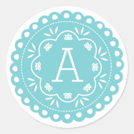 Papel Picado Monogram Stickers - Blauw