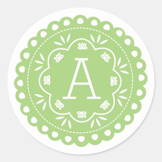Papel Picado Monogram Stickers - Groen (Voorkant)
