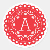 Papel Picado Monogram Stickers - Rood (Voorkant)
