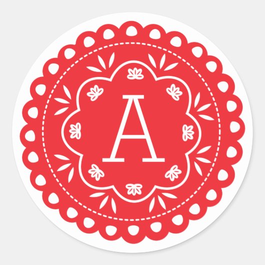 Papel Picado Monogram Stickers - Rood (Voorkant)