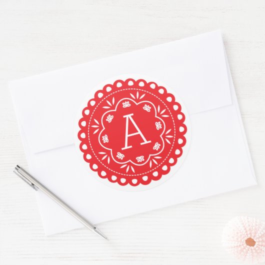 Papel Picado Monogram Stickers - Rood (Envelop)