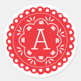 Papel Picado Monogram Stickers - Rood