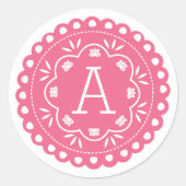 Papel Picado Monogram Stickers - Roze (Voorkant)