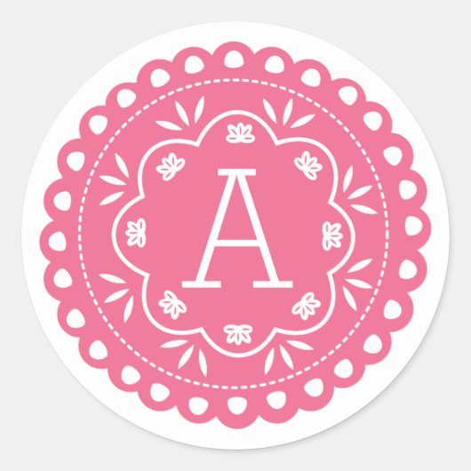Papel Picado Monogram Stickers - Roze (Voorkant)