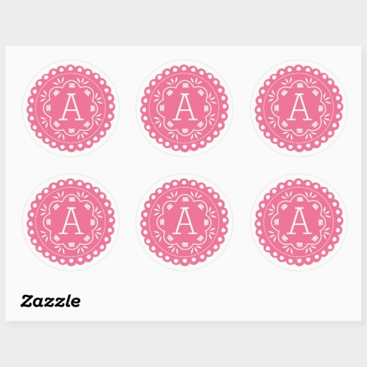 Papel Picado Monogram Stickers - Roze (Vel)