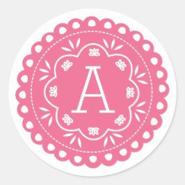 Papel Picado Monogram Stickers - Roze