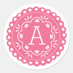 Papel Picado Monogram Stickers - Roze