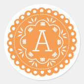 Papel Picado Monogram Stickers - Sinaasappel (Voorkant)