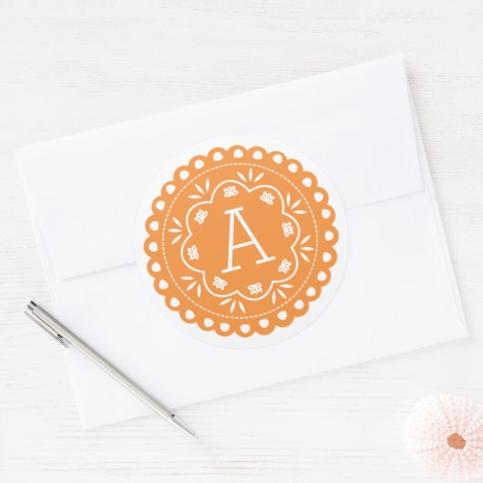 Papel Picado Monogram Stickers - Sinaasappel (Envelop)