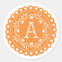 Papel Picado Monogram Stickers - Sinaasappel