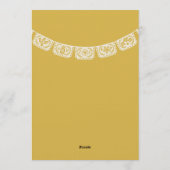 Papel Picado Mosterdgeel & Witte Trouw Kaart (Achterkant)