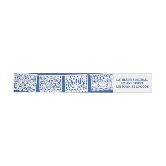 Papel Picado Navy Blauw | Verpakkingslabel retoura (Individueel)
