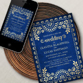 Papel Picado Navy Wedding Kaart