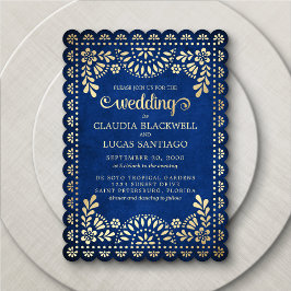 Papel Picado Navy Wedding Kaart