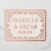 Papel Picado Neutral Foil Wedding Reply RSVP Card Folie Feestdagen Briefkaart (Voorkant)