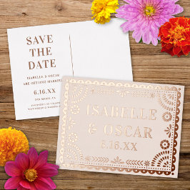 Papel Picado Neutral Foil Wedding Save The Date Folie Feestdagen Briefkaart