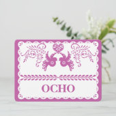 Papel Picado Ocho Eight Tafelnummer Goud Fiesta (Staand voorkant)