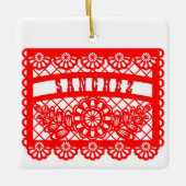 Papel Picado op maat Keramisch Ornament (Voorkant)