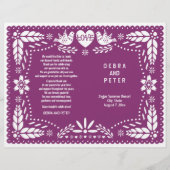 Papel Picado paars bruiloft fista vouwd programma (Voorkant)