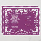 Papel Picado paars bruiloft fista vouwd programma (Voorkant / Achterkant)