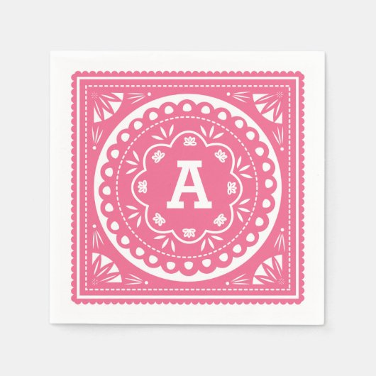 Papel Picado Paper Napkins - Roze Servet (Voorkant)