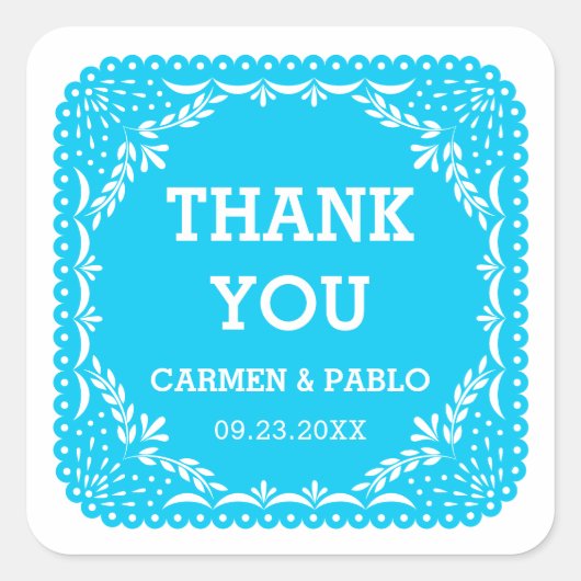 Papel Picado Pink en Paars Wedding Favor Square Vierkante Sticker (Voorkant)