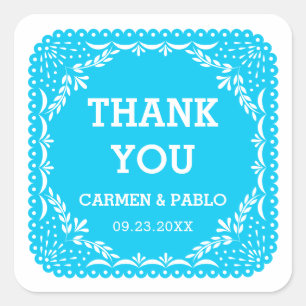 Papel Picado Pink en Paars Wedding Favor Square Vierkante Sticker