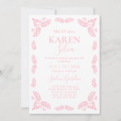 Papel Picado Pink Quinceanera Kaart (Voorkant)