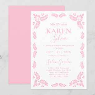 Papel Picado Pink Quinceanera Kaart