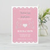 Papel Picado Pink Tortelduifjes Weddenschap Kaart (Staand voorkant)
