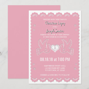 Papel Picado Pink Tortelduifjes Weddenschap Kaart