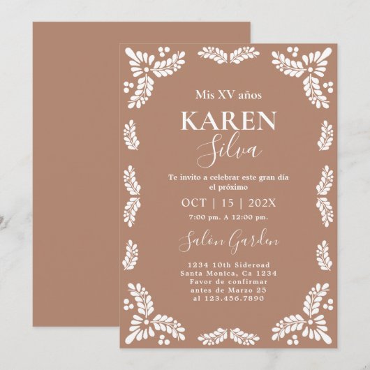 Papel Picado Quinceanera Kaart (Voorkant / Achterkant)