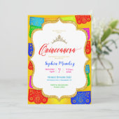 Papel Picado Quinceanera Uitnodiging (Staand voorkant)