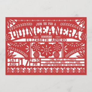 Papel Picado Quinceañera Uitnodiging