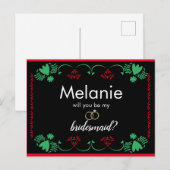 Papel Picado Red Bridesmaid-voorstel Kaart (Voorkant / Achterkant)