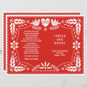 Papel Picado red bruiloft fista vouwd programma (Voorkant / Achterkant)