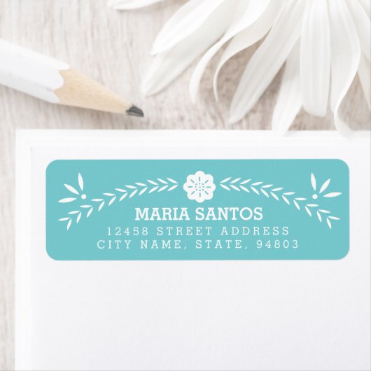 Papel Picado Return-adreslabels - blauw Etiket (Insitu)